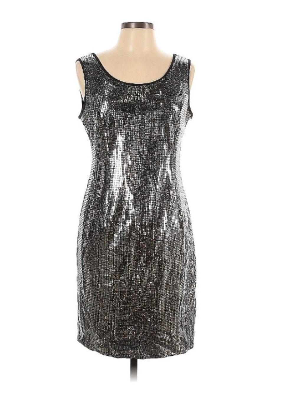 LIKE NEW  JM Studio Silver Sequin Cocktail Dress